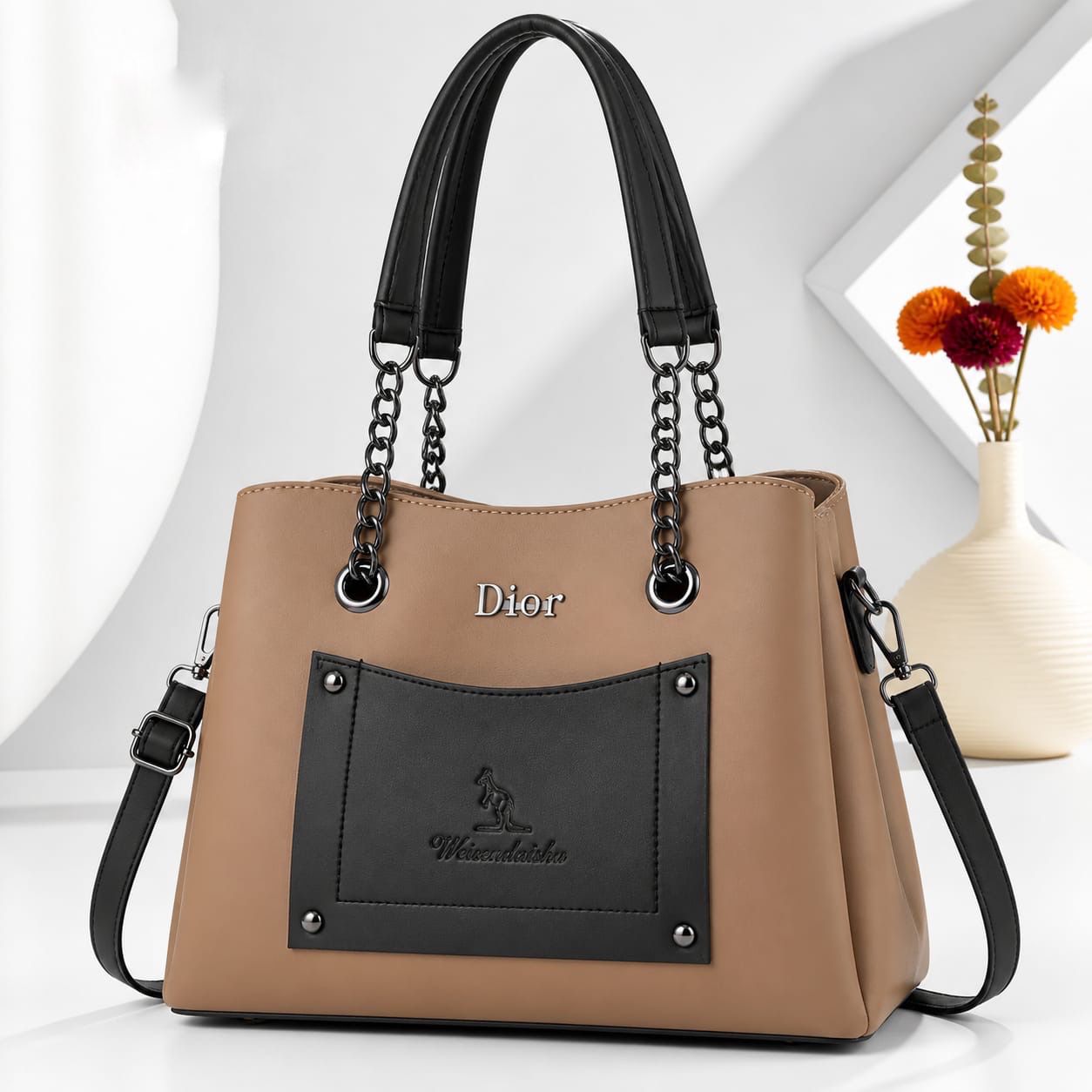 Chic Handbag with Dual-Tone Accent