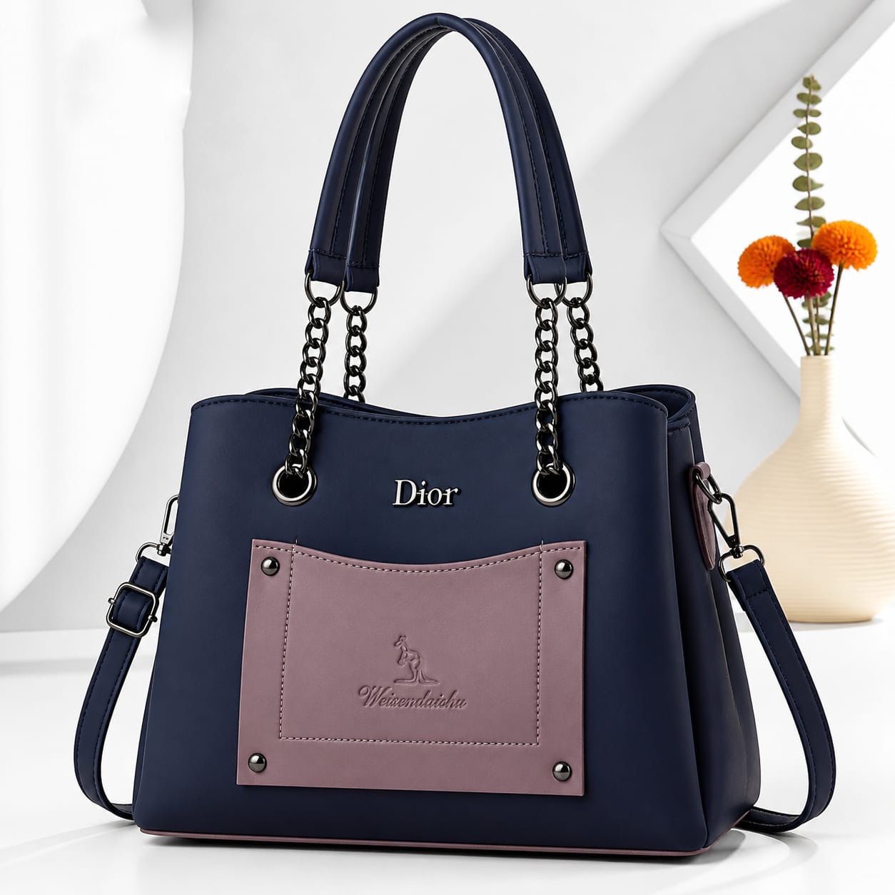 Chic Handbag with Dual-Tone Accent