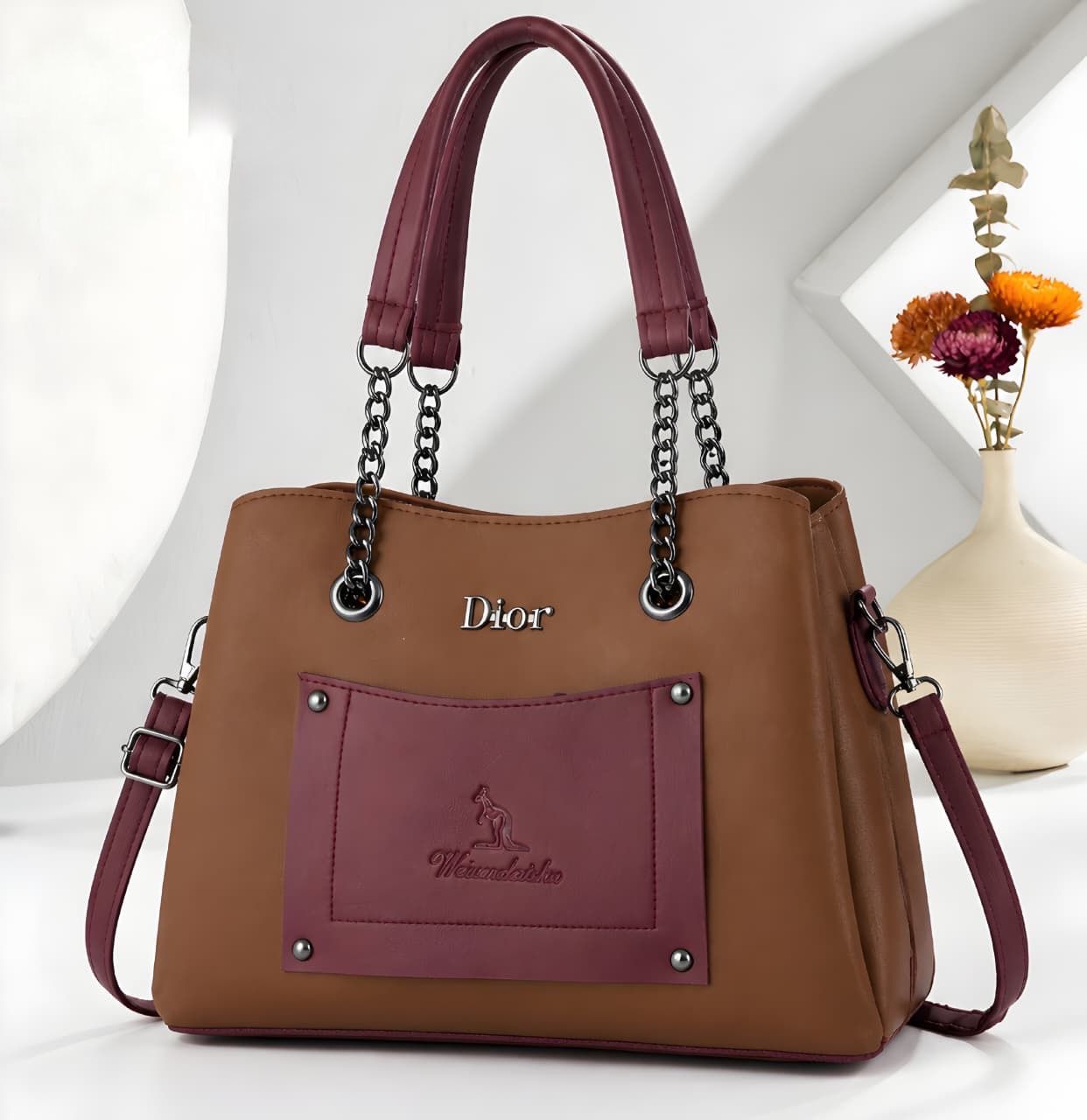 Chic Handbag with Dual-Tone Accent