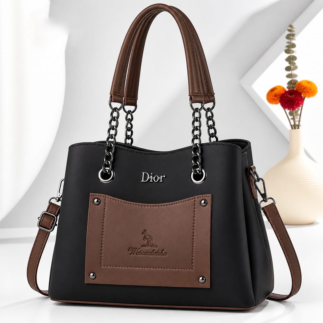 Chic Handbag with Dual-Tone Accent