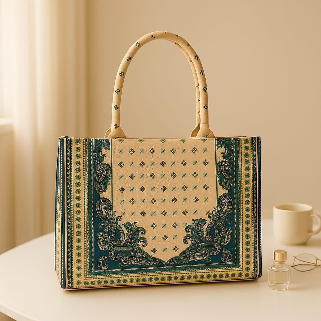 Beige Blossom Canvas Tote Bag