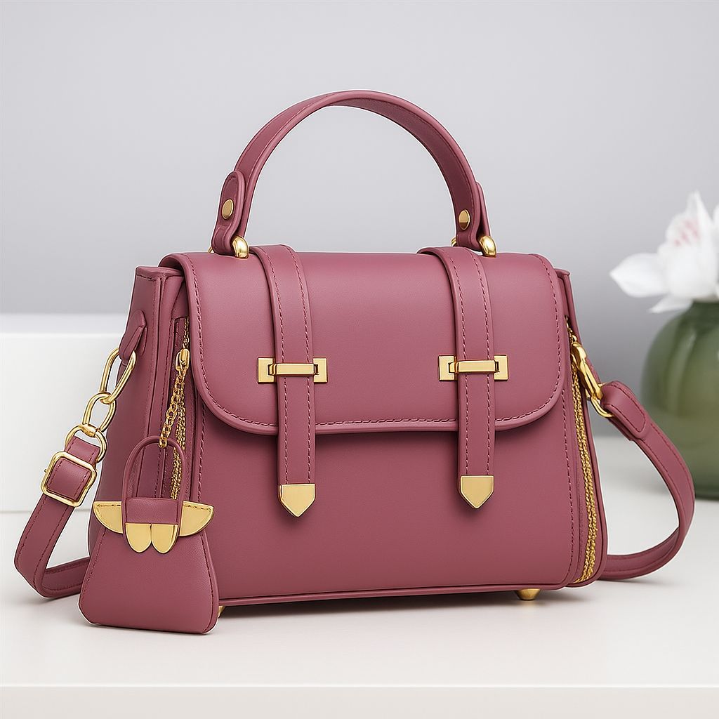 Soft Leather Crossbody Bag with Keychain
